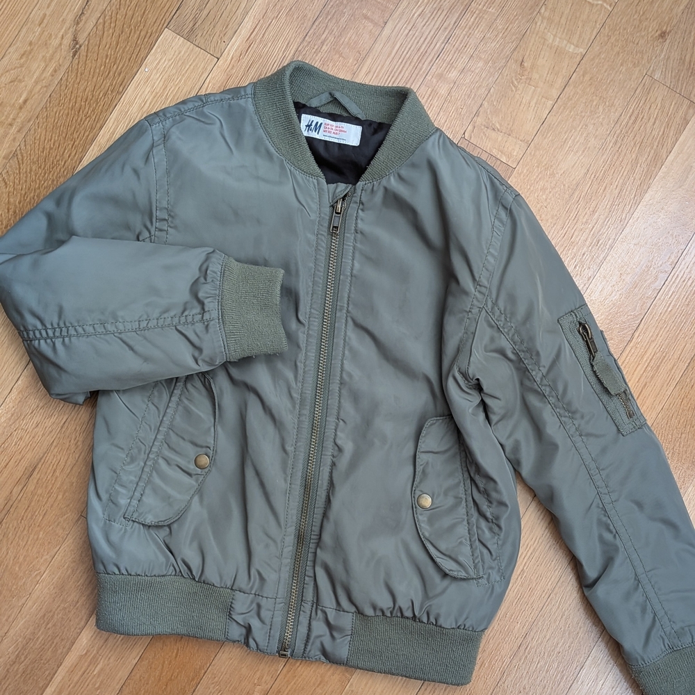H&M Kids Olive Green Bomber Jacket. Size 6-7y